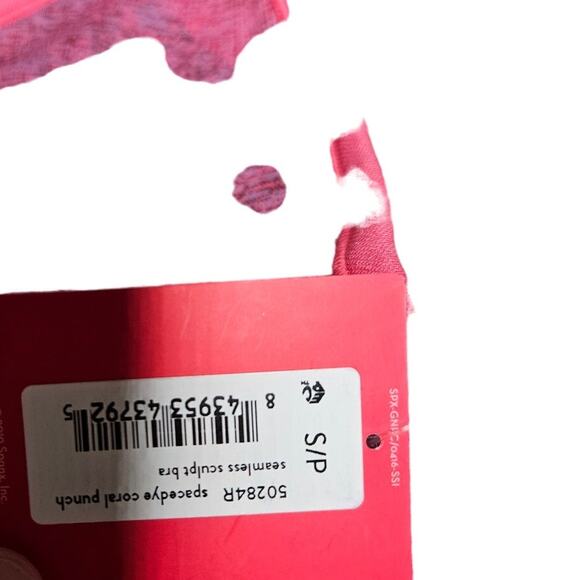 NEW Spanx S Seamless Sculpt Bra Pink Sports Bra Coverage Cross Back Gym - Picture 2 of 3